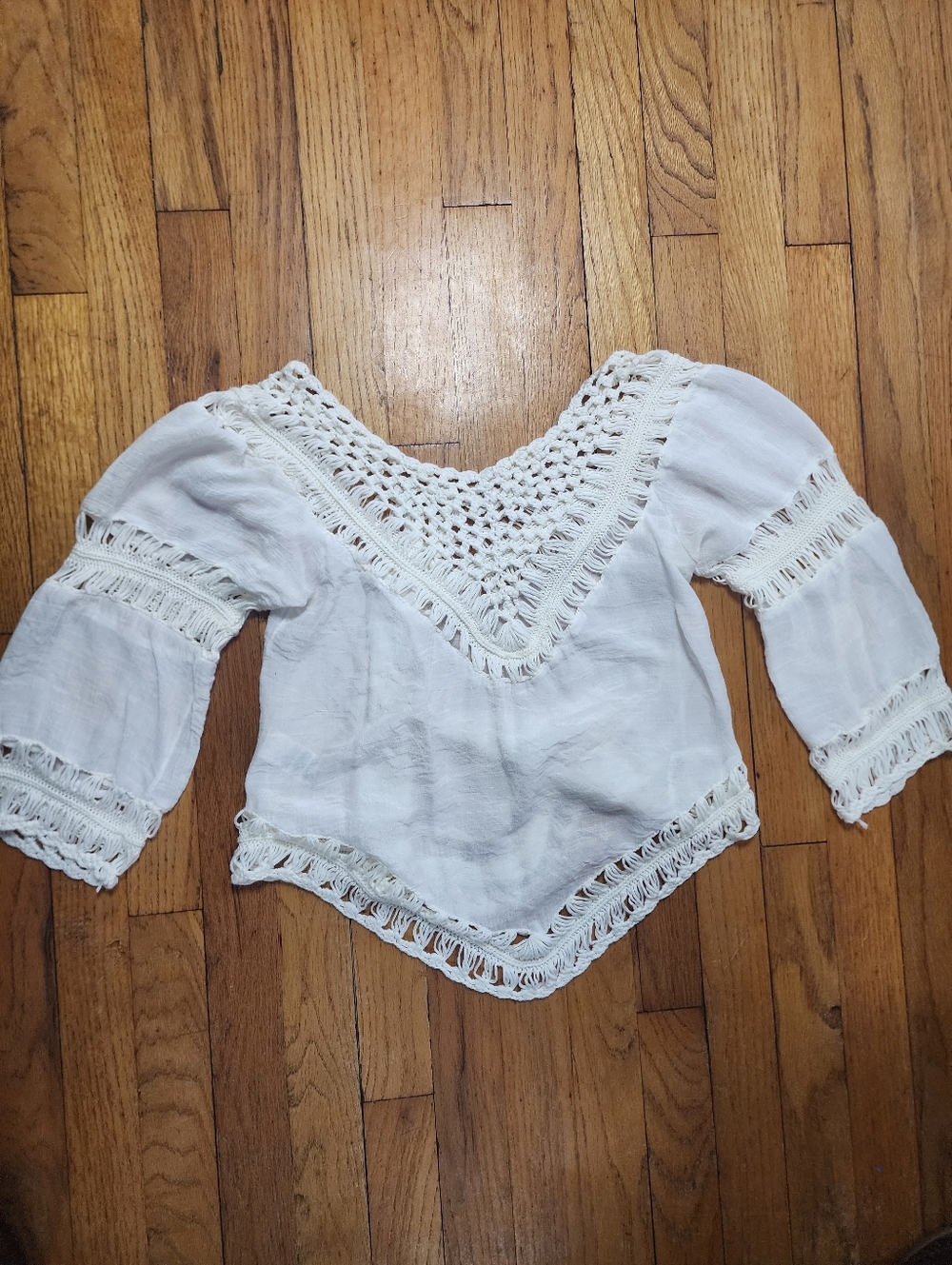 White Crochet Crop Top Hippie Festival Boho - No Size